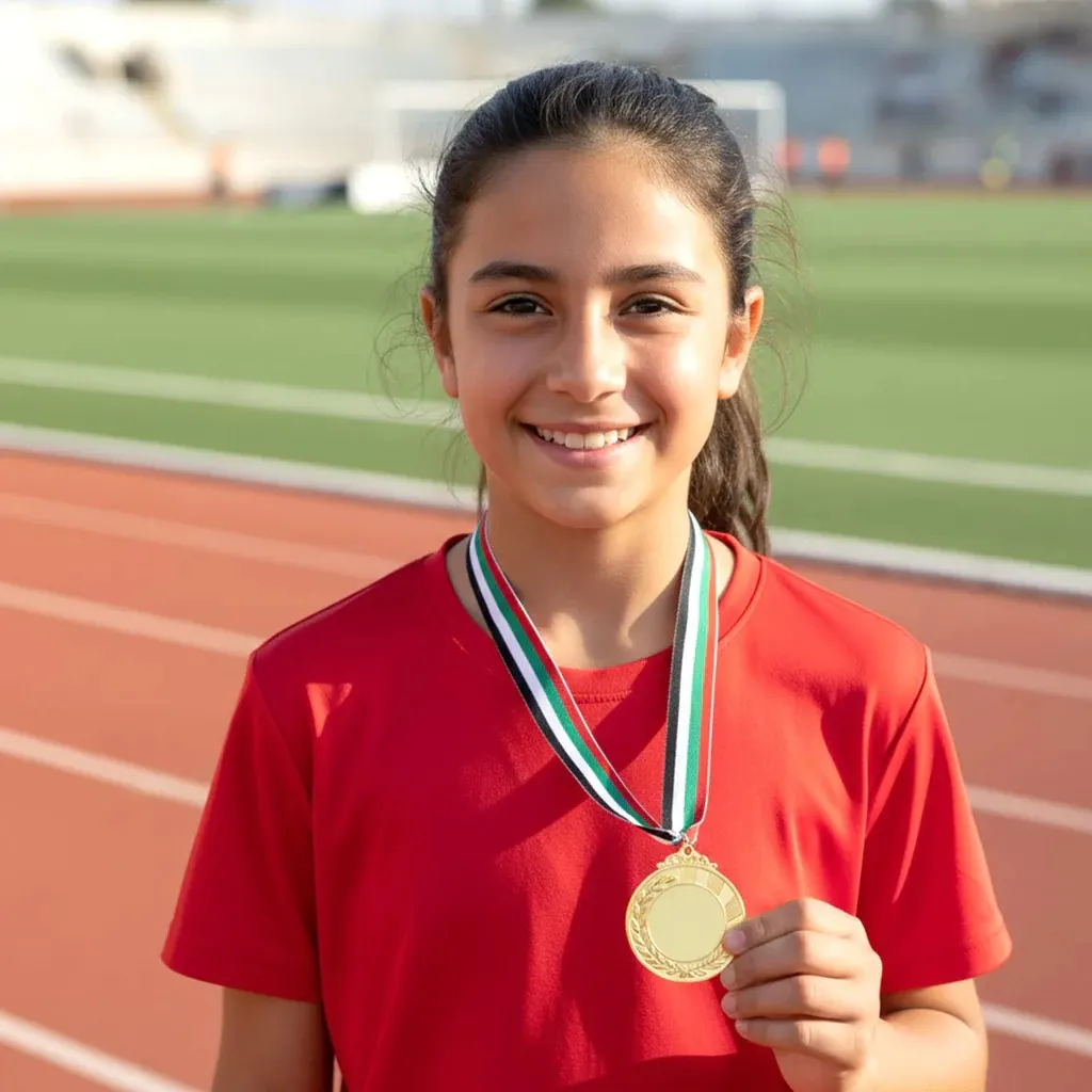Gold Finish Winner Medal with Tricolor Ribbon for Sports (1 Pc)