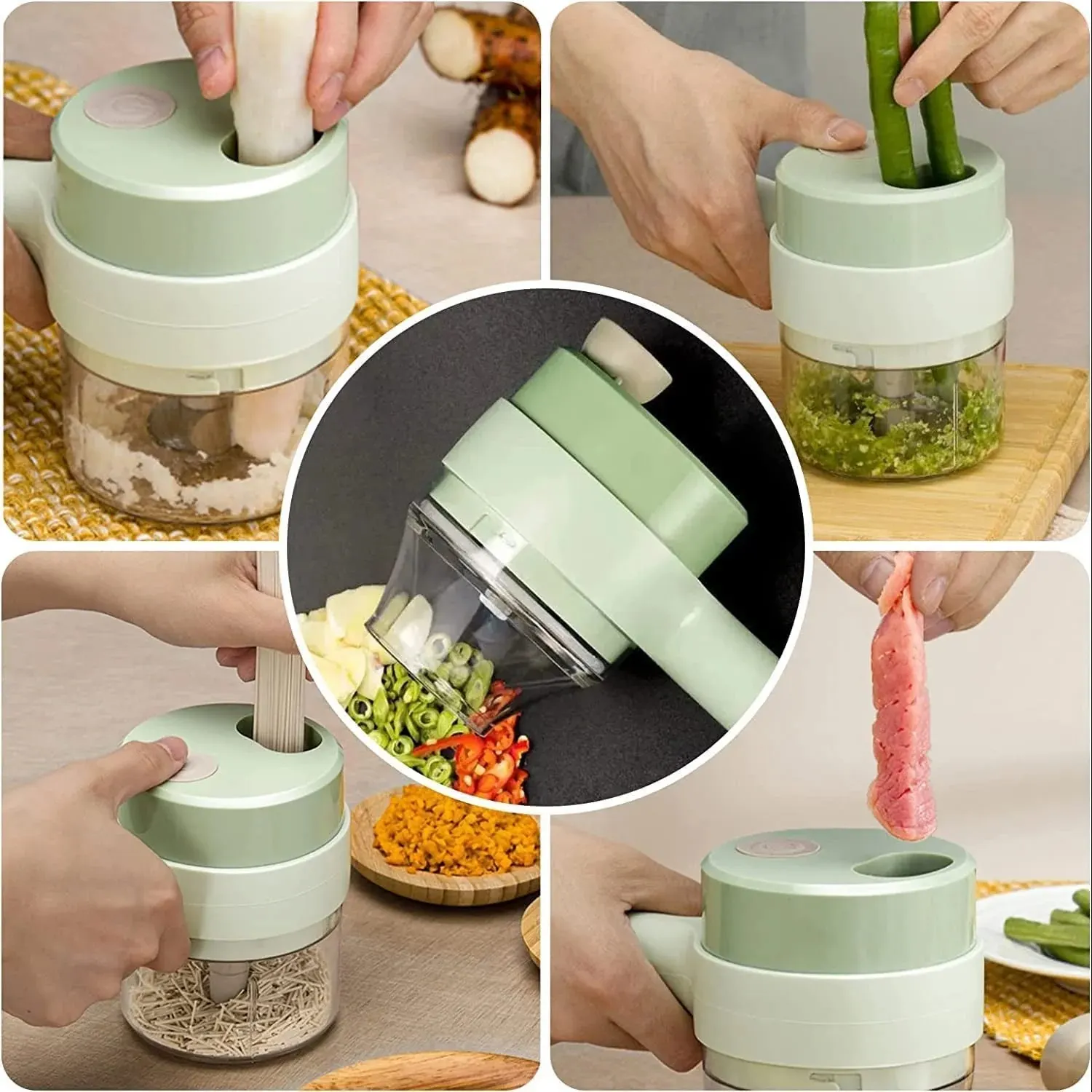 4 in 1 Electric Handheld Cooking Hammer Vegetable Cutter Fruit Slicer