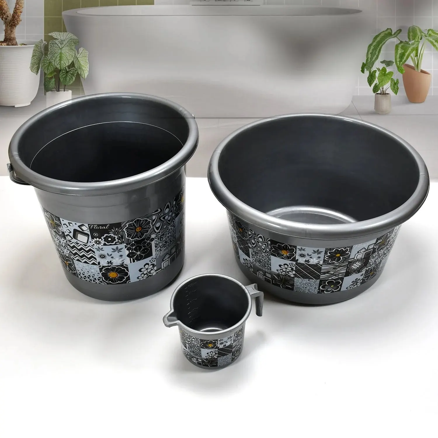 Large Capacity Plastic Bathroom Set of 7 Pc
