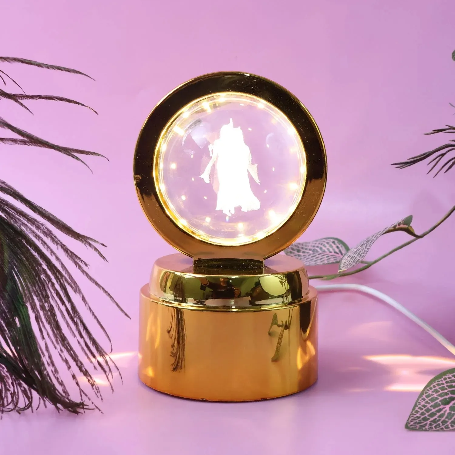 Radhe Krishna Crystal Ball Night Light – 1 Pc
