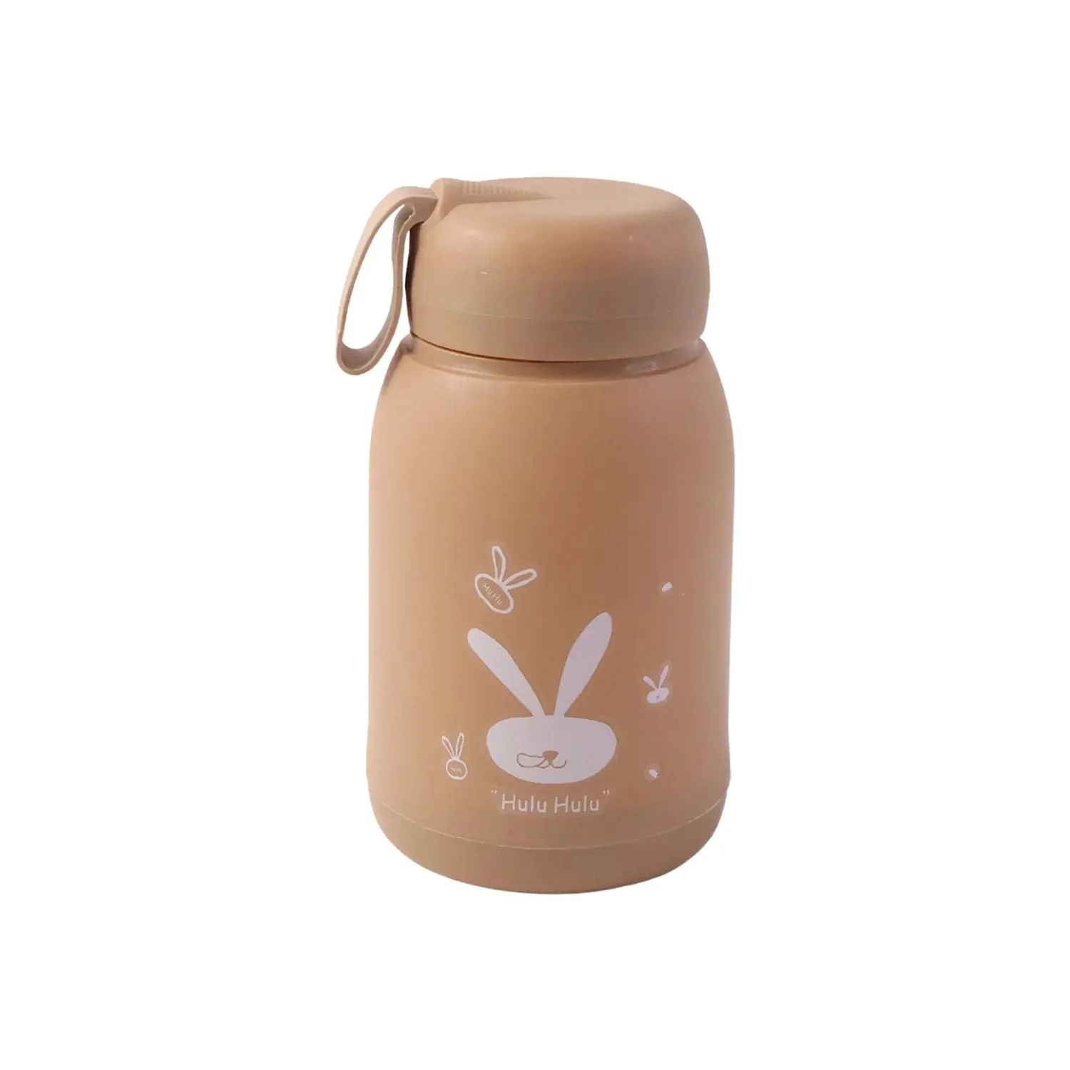 Cute Bunny Print Glass Drinking Brown Bottle (330ML / 1 Pc)
