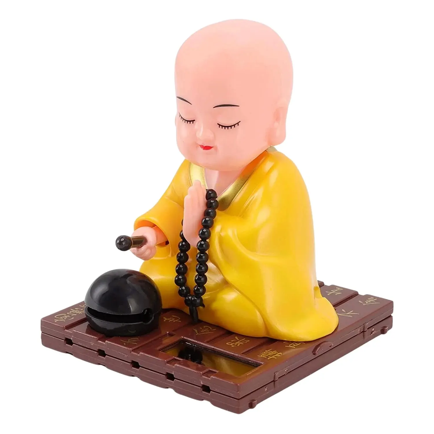 Yellow Solar Powered Sitting Buddha Statue (1 Pc / Medium)