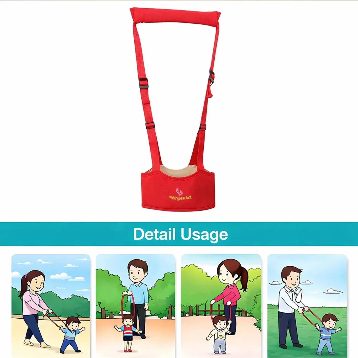 Adjustable Baby Walking Assistant Harness with Safety Support Belt (1 Pc)