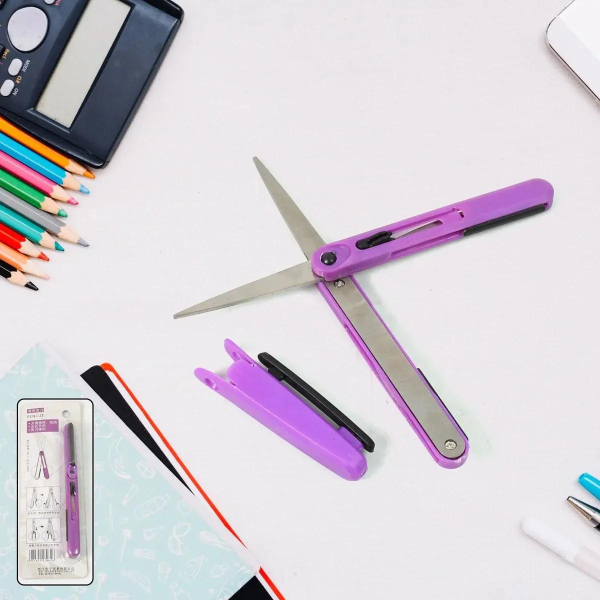 Pen Cut Compact Scissors in Pen Format, Pen-Style Portable Travel Scissors (1 Pc)