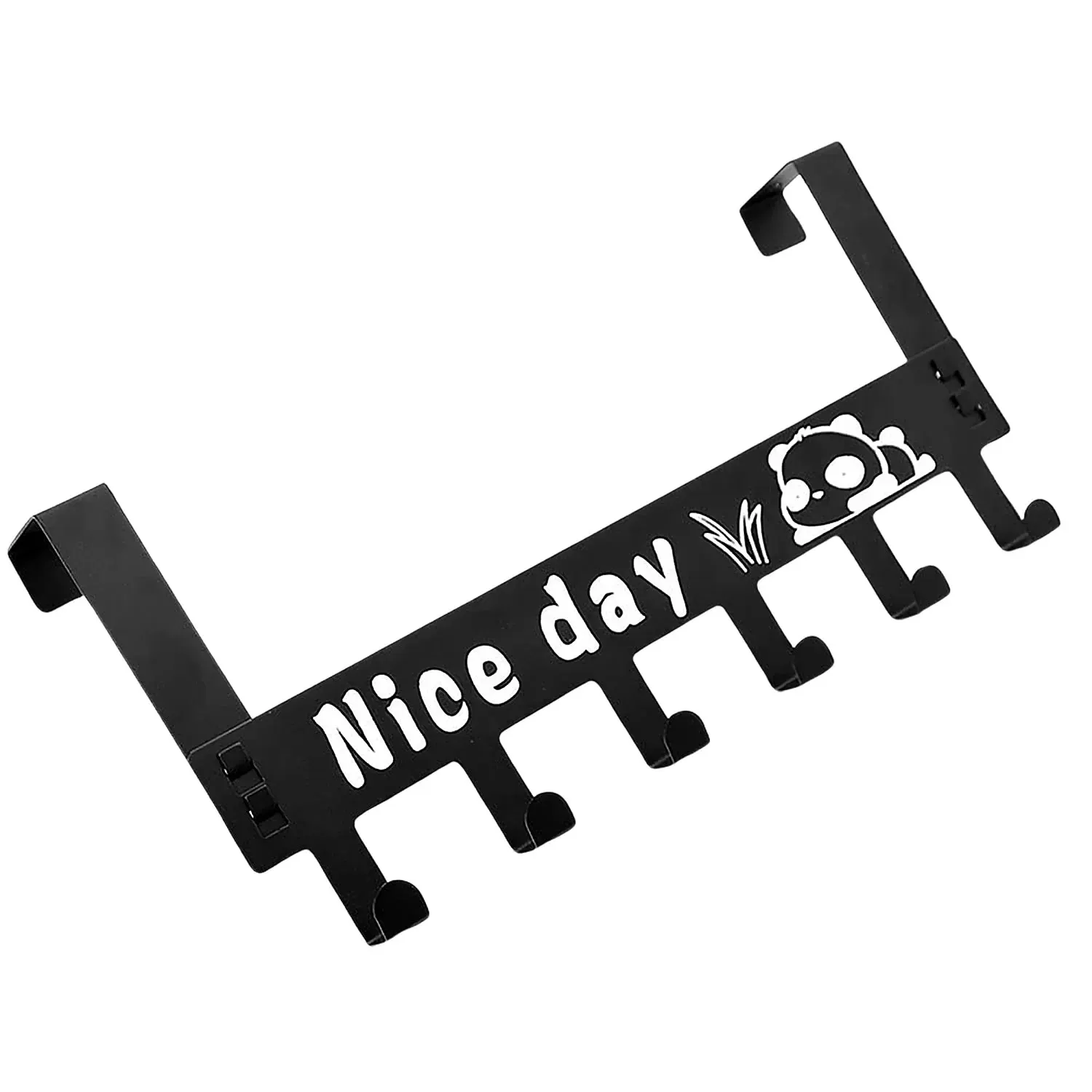 Heavy-Duty Carbon Steel Over Door Hook Rack for Towels & Coats (1 Pc, 6 Hooks)