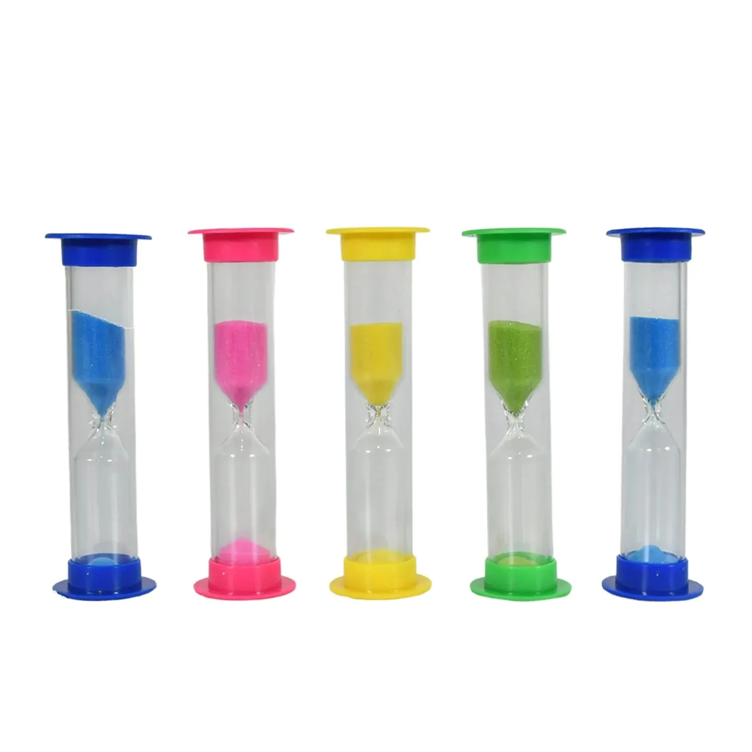 Plastic hourglass sand timer set – 3-min sand clock for kitchen, office & kids (5 pc)