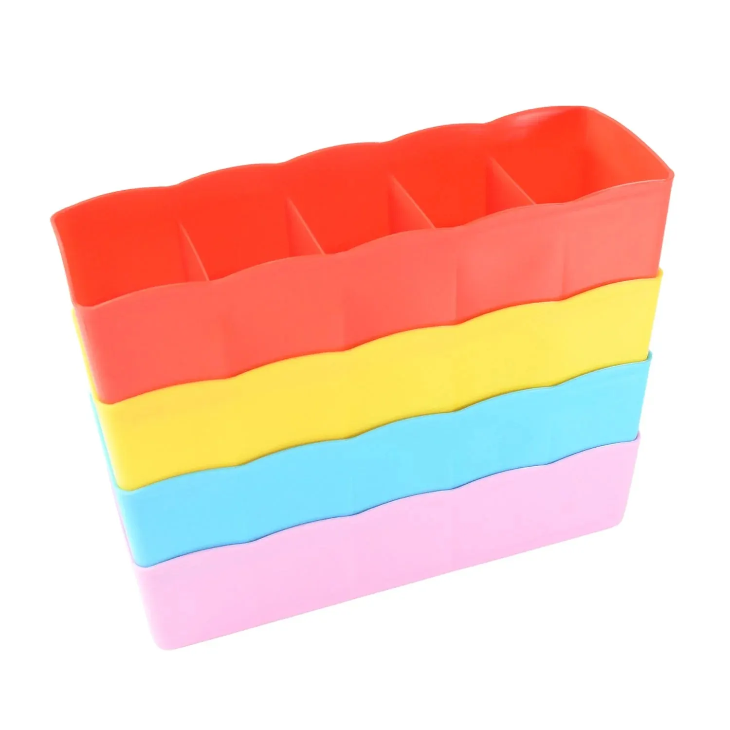 Desktop Storage Organizer Box Set - 5 Grid Compartments (4-Piece)