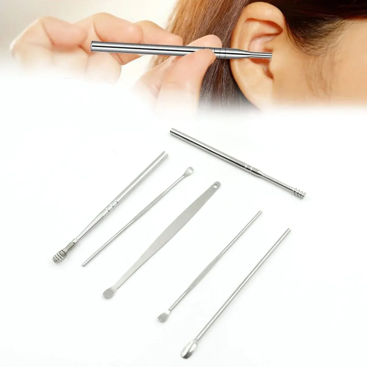 Ear wax removal kit – portable ear cleaning tool with keychain holder (6 pc)