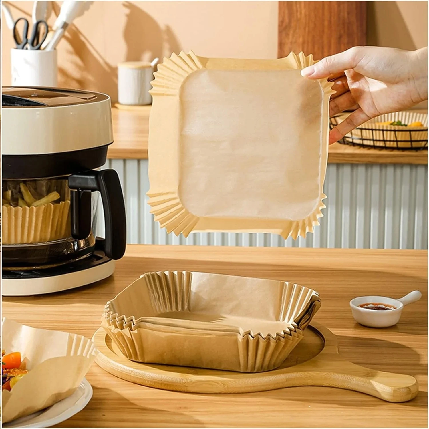 Square Air Fryer Disposable Paper Liner (50 Pcs Set / 160mmx45mm)