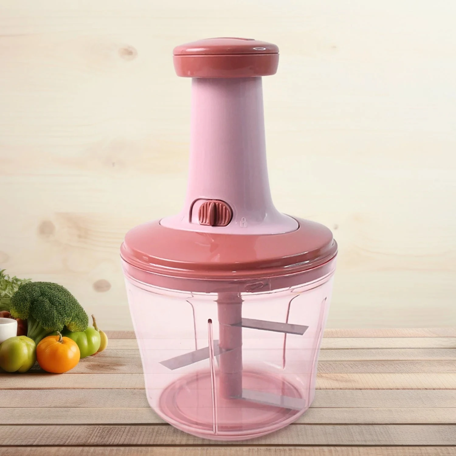 Apex  Quba Push Chopper with Stainless Steel Blades (1000ml)